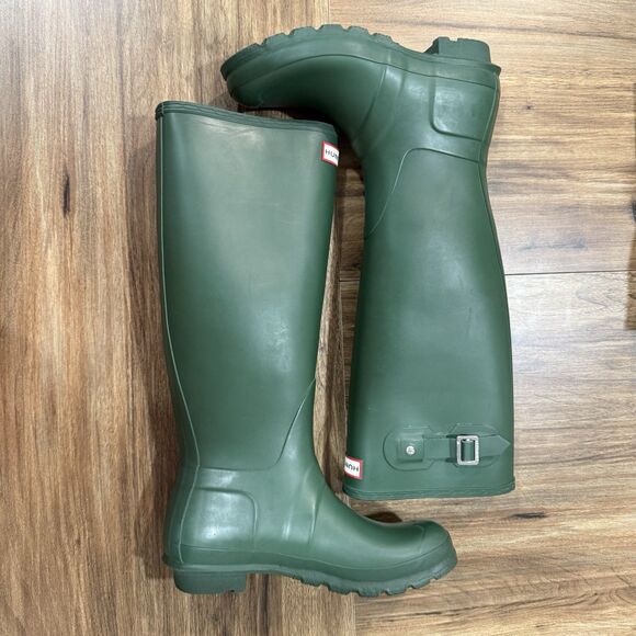 Hunter Forest Green Women's Original Tall Rain Boots Size 8 - Picture 3 of 8
